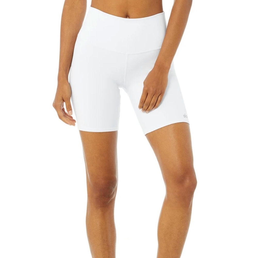 ALO Yoga Women’s White High-Rise Bike Shorts